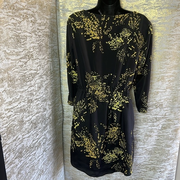 Zara TRF Collection Black Yellow Abstract Print Short Mini Dress Size M - Picture 10 of 17